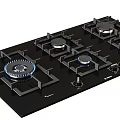 Modern Gas Stove Kitchen Appliance With Multiple Burners And Black Glass Top
