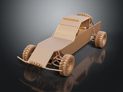Electric Toy Golden Off Road Vehicle Model With Large Wheels And Detailed Structure 3d model