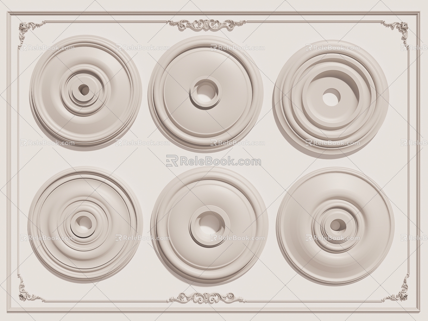 Gypsum round lamp panel 3d model