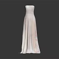 White Strapless Long Dress With Pink Floral Patterns And Flowy Skirt Design