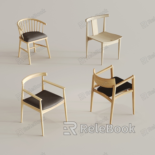 Nordic Dining Chair Casual Chair Single Chair Solid Wood Single Chair model