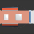 Colorful Food Truck With Pink Roof Blue Body Red Awning Windows And Door