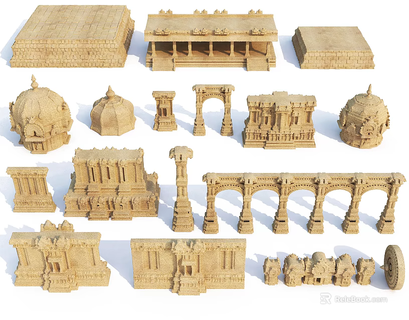 European Architecture Model Components With Detailed Arches Domes And Columns 3d model