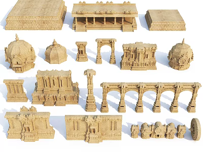 European Architecture Model Components With Detailed Arches Domes And Columns 3d model