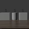 Modern Bathroom Sinks With Square And Cylindrical White Design Wooden Countertop And Chrome Faucets
