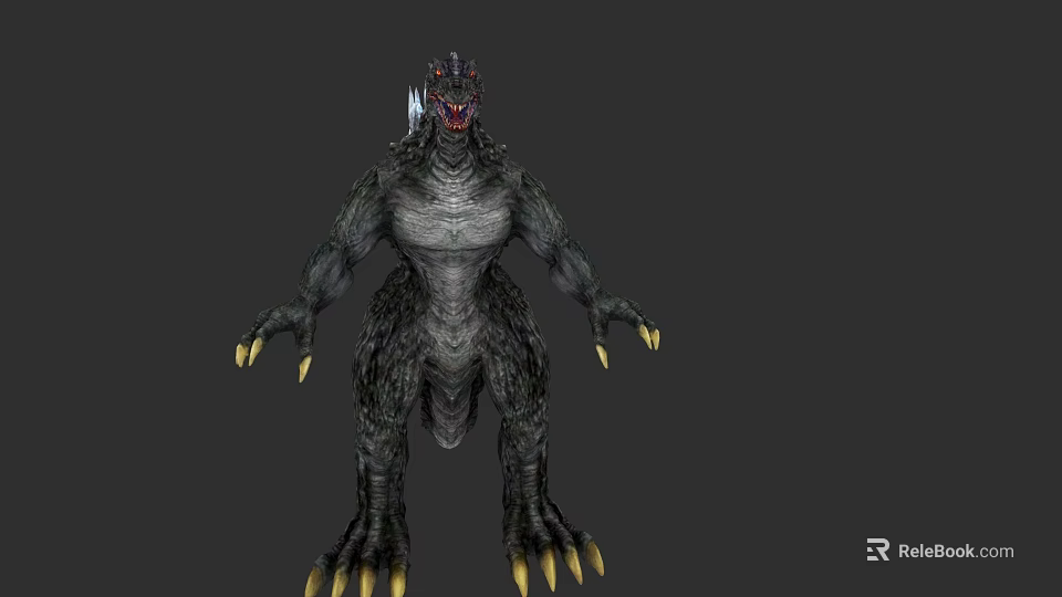Giant Menacing Reptile With Sharp Claws Dorsal Fins And Scaly Skin Texture 3d model 