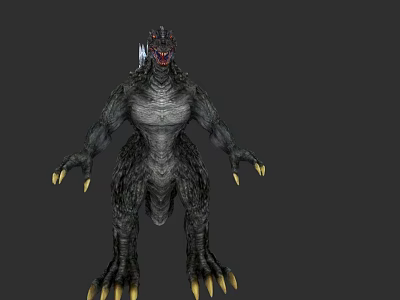 Giant Menacing Reptile With Sharp Claws Dorsal Fins And Scaly Skin Texture 3d model