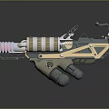 Advanced Futuristic Sci Fi Weapon With Colorful Barrel And Metal Structure