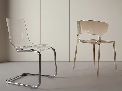 Modern Transparent Leisure Chairs with Silver and Light Metal Frames Sleek Contemporary Design 3d model
