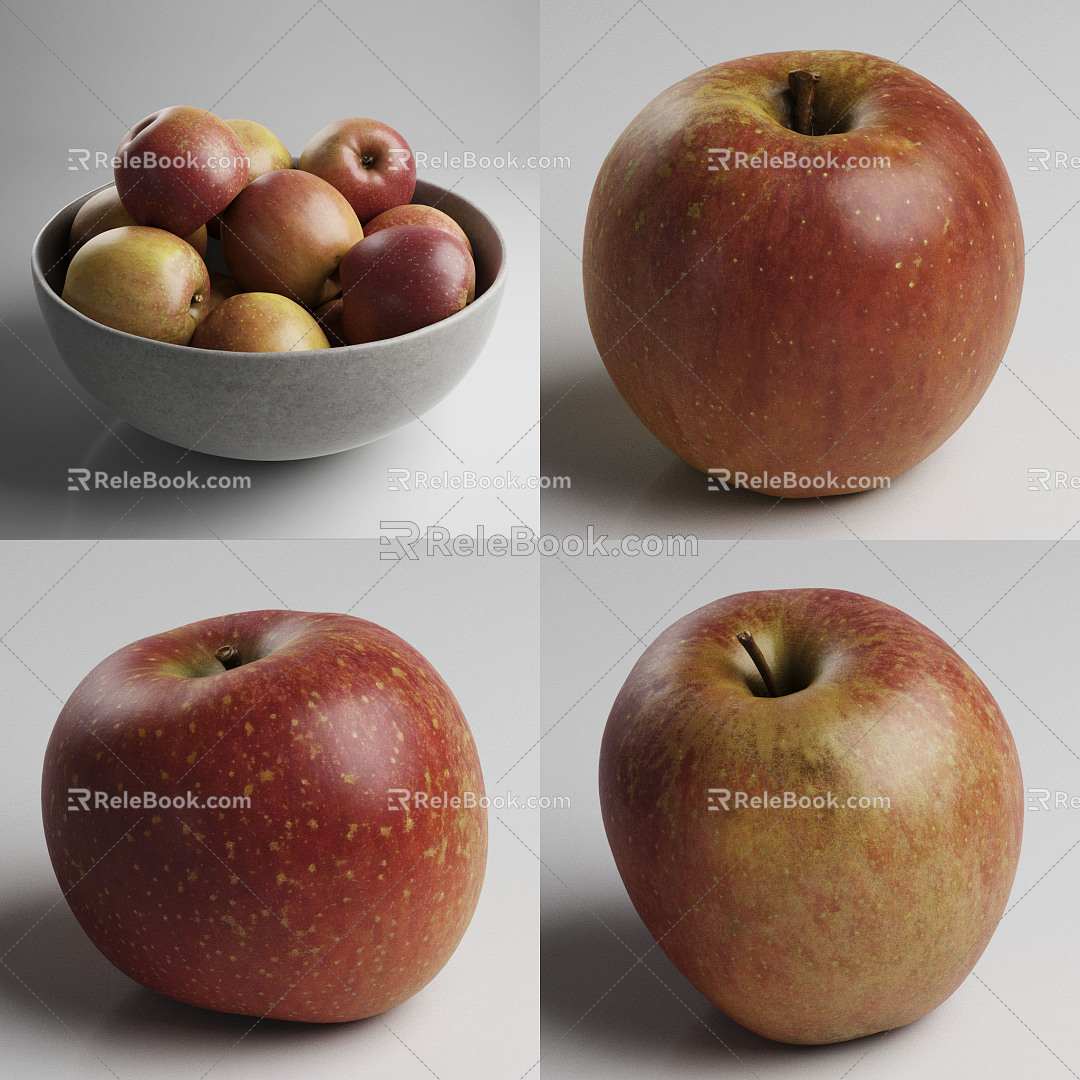 Modern Apple Apple Fruit Plate 3d model