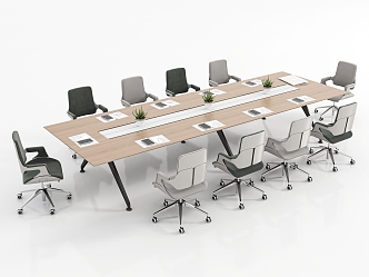 Modern conference table and chair combination 3d model