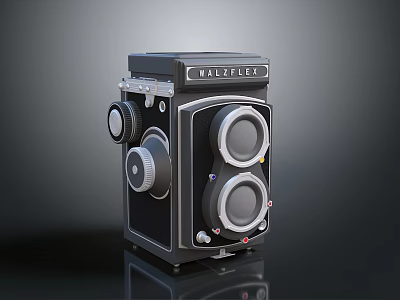 Vintage WALZER Twin Lens Reflex Camera with Black Body and Control Knobs Electronic Appliance 3d model