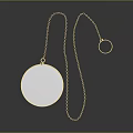 Gold Circular Pendant Necklace With Blue Center And Chain Design