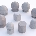 Various Shaped Concrete Road Bollards With Rough Surface For Traffic Safety 3d model