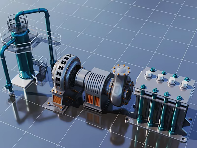 3D Rendered Industrial Machinery With Pipes Tank And Mechanical Components 3d model