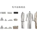 Washable Towel and Bathrobe Set Soft Cotton Linen Bathroom Essentials 3d model