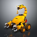 Yellow Scorpion Robot Design With Mechanical Arm Claws And Wheels