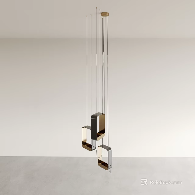 Sleek Unique-shaped Modern Pendant Light Featuring Hanging Geometric Lamps In Minimalist Room 3d model 