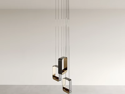 Sleek Unique-shaped Modern Pendant Light Featuring Hanging Geometric Lamps In Minimalist Room 3d model