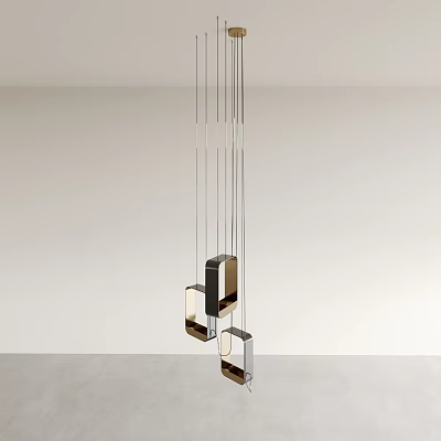 Sleek Unique-shaped Modern Pendant Light Featuring Hanging Geometric Lamps In Minimalist Room 3d model