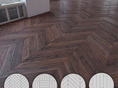 Herringbone Pattern Wooden Floor Design With Natural Wood And Various Layout Options 3d model