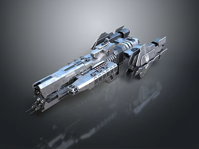 Futuristic Sci Fi Spaceship Featuring Metallic Structure And Detailed Engine Parts 3d model