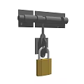 Durable Metal Latch With Brass Padlock For Home Security Lock Design 3d model
