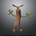 Cute Cartoon Biological Creature Exercising With Green Dumbbells And Orange Body