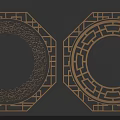 Traditional Carved Lattice Windows with Octagonal Frame and Circular Geometric Patterns