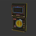 Black Industrial Control Device With Blue Digital Display Orange Knob Buttons And Indicator Lights