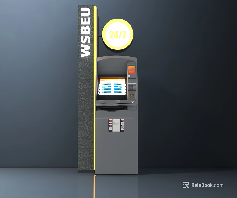 Public ATM Machine With WSBEU Sign And 201 Number For Public Facility Use 3d model 