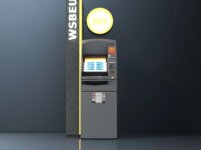 Public ATM Machine With WSBEU Sign And 201 Number For Public Facility Use 3d model