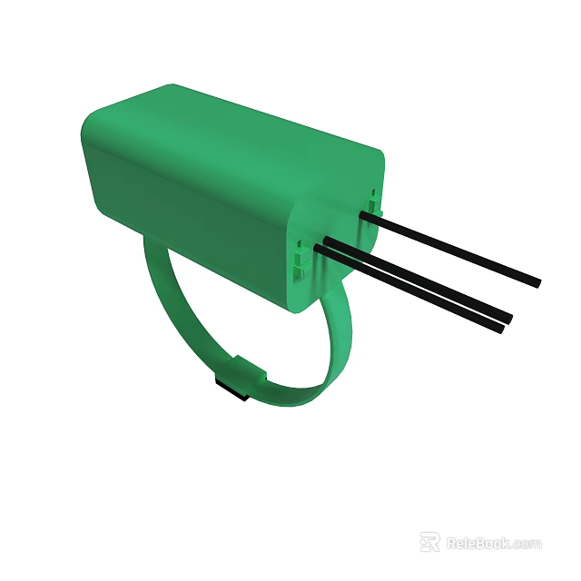 Green Device With Loop Band And Two Black Rods Structure 3d model 