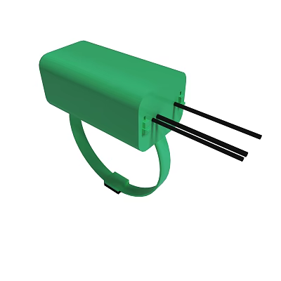 Green Device With Loop Band And Two Black Rods Structure 3d model