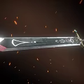Mythical Enchanted Sword With Golden Runes And Glowing Blade On Flame Background