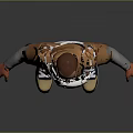 3D Character Model Wearing Orange Overalls Gray Long Sleeves Red Gloves And White Sneakers