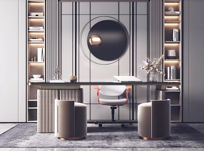 Light Luxury Desk and Chair 3d model