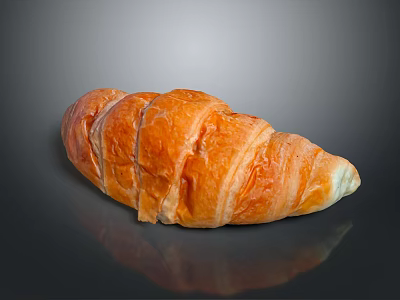Golden Flaky Croissant With Fresh Baked Texture And Buttery Layers 3d model