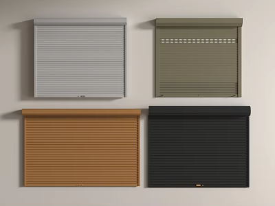 Assorted Color Roller Shutters in Gray Green Brown and Black Options 3d model
