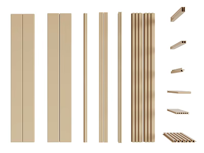 Wooden Wall Panels In Various Sizes Styles And Decorative Strips 3d model