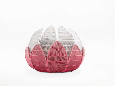Woven Lotus Shaped Decorative Object In Pink And White For Interior Decor 3d model