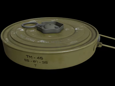 Green Circular TM 45 Anti Tank Mine Weapon Featuring 65 87 35 T Markings 3d model