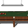 Professional Billiard Table Sports Equipment With Green Felt Surface Colored Balls Cue And Hanging Light