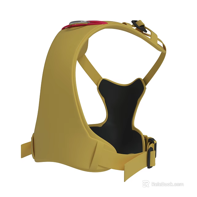 Yellow Pet Harness With Adjustable Straps Black Padding And Durable Design 3d model