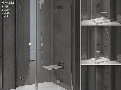 Modern Shower Sauna Interior Design With Glass Enclosure Shelves And 4 Models 3d model