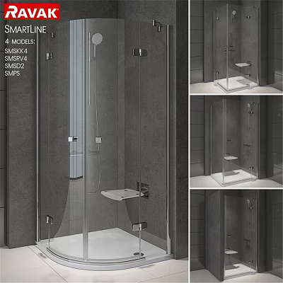 Modern Shower Sauna Interior Design With Glass Enclosure Shelves And 4 Models 3d model