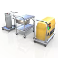 Industrial Equipment Set Featuring Metal Carts Storage Tank And Yellow Generator