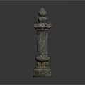 Ancient Architectural Stone Pillars Featuring Intricate Carvings Decorative Tops And Ornate Bases