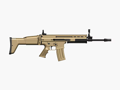 Tan Tactical Assault Rifle With Rail System Adjustable Stock And Magazine 3d model