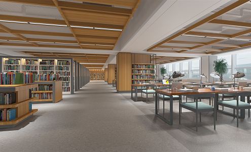 modern library reading room 3d model